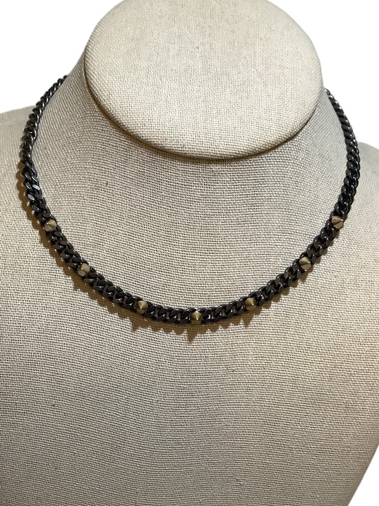 All Saints Jewelry - All Saints Hematite Gold Stud Carabiner Choker Necklace New